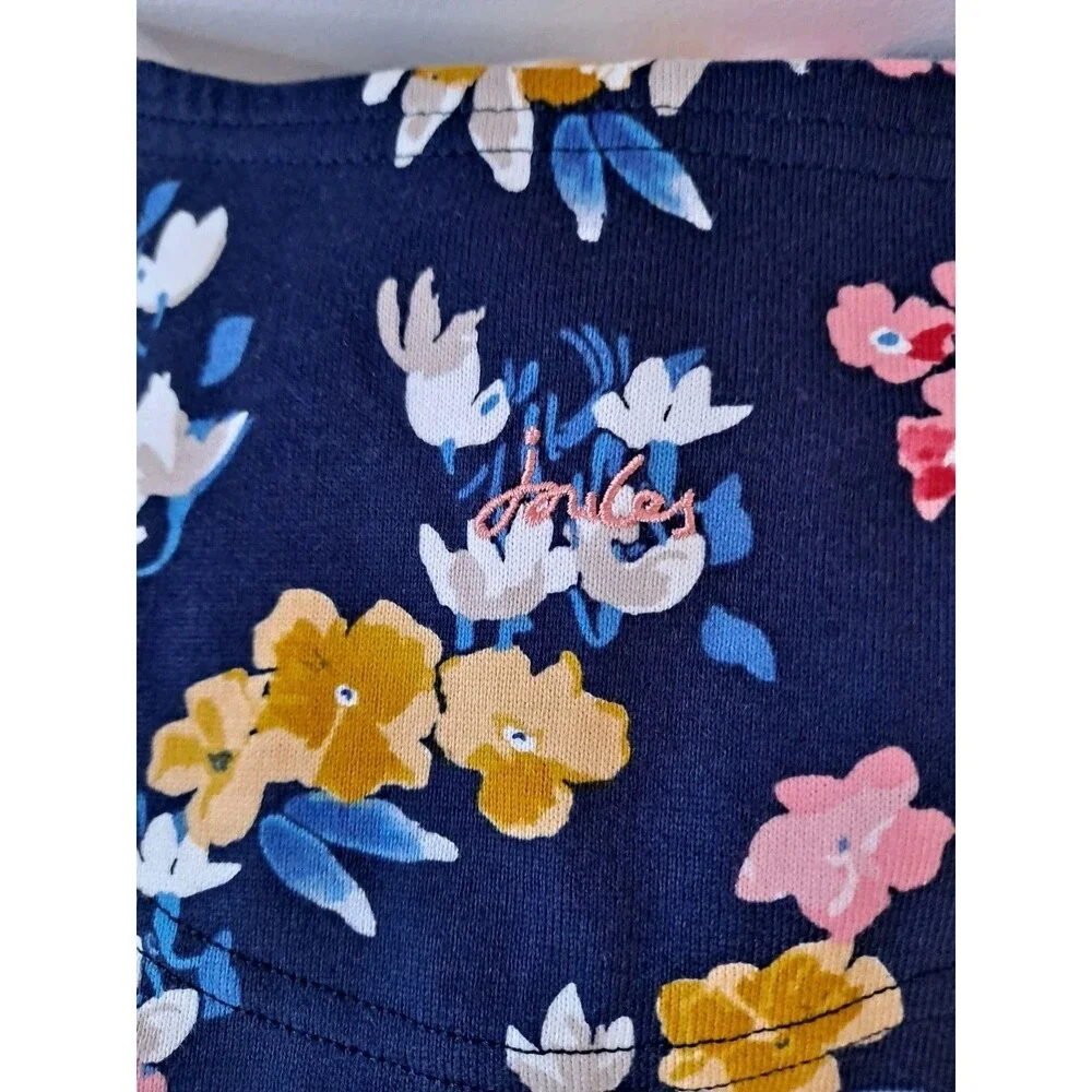 Joules Women's Harbour Print Knit Top Size 6 Long Sleeve Navy Floral 100% Cotton